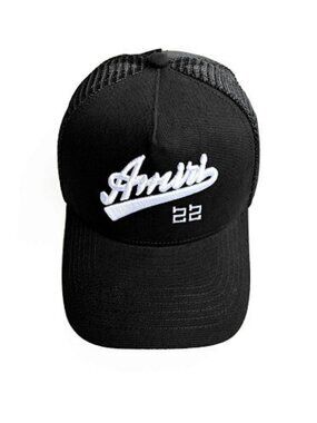 AMIRI Black Trucker Cap with White Script Logo